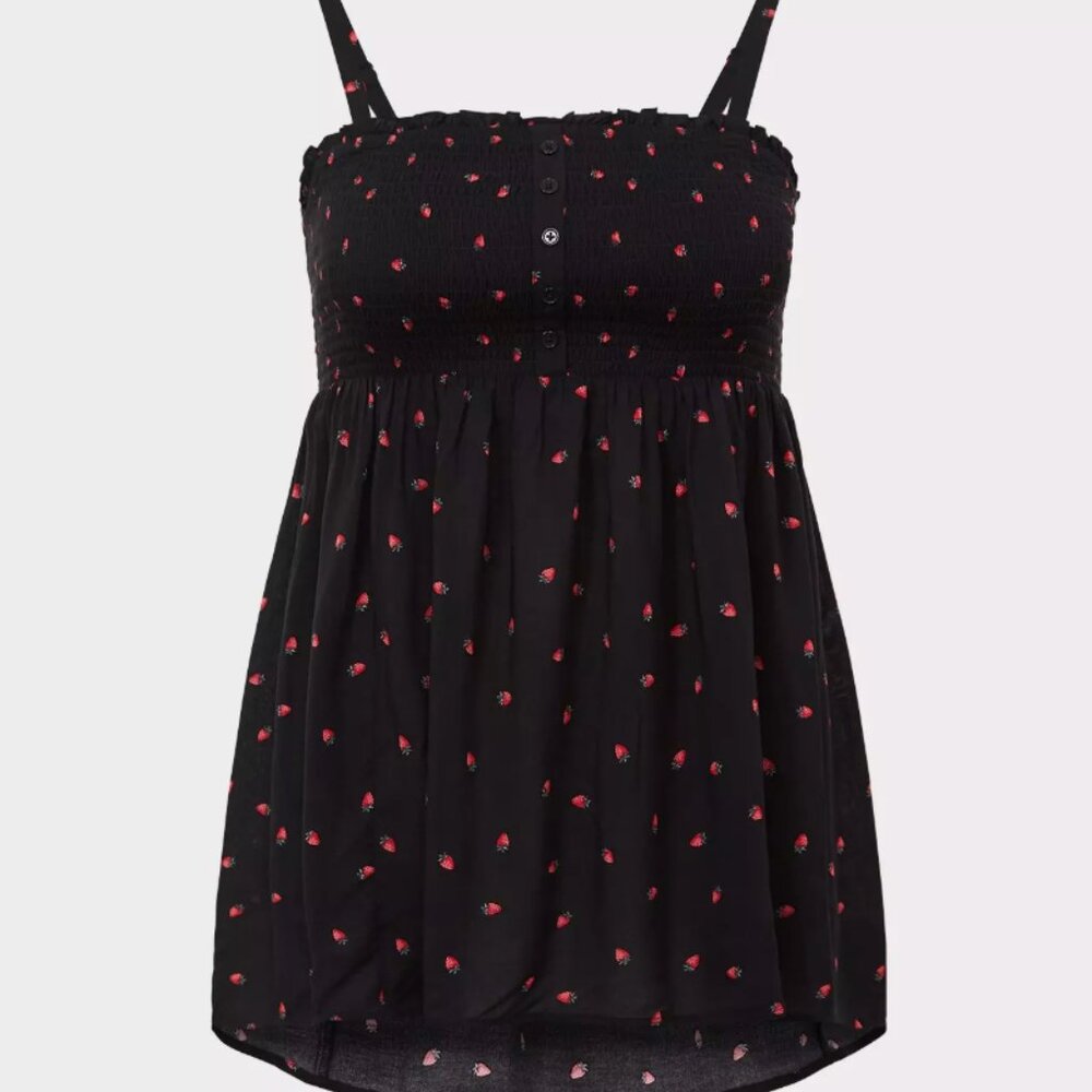 Torrid Babydoll Challis Smocked Cami